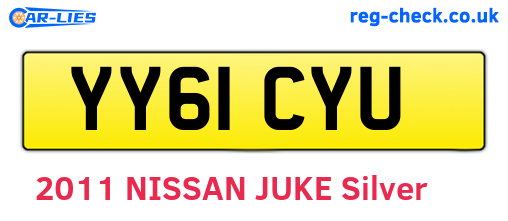 YY61CYU are the vehicle registration plates.