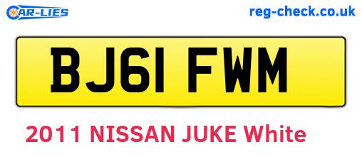 BJ61FWM are the vehicle registration plates.
