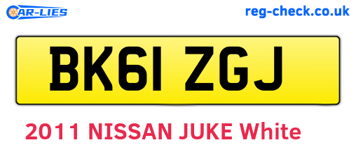 BK61ZGJ are the vehicle registration plates.
