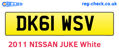 DK61WSV are the vehicle registration plates.
