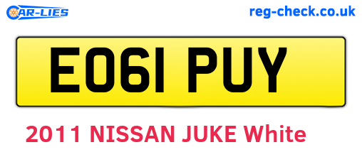 EO61PUY are the vehicle registration plates.