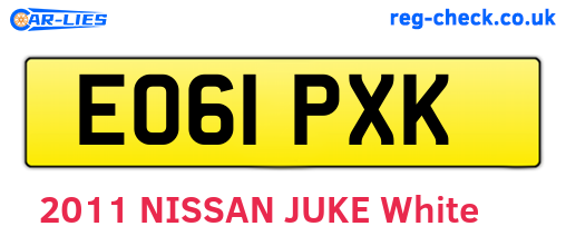 EO61PXK are the vehicle registration plates.