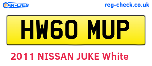 HW60MUP are the vehicle registration plates.