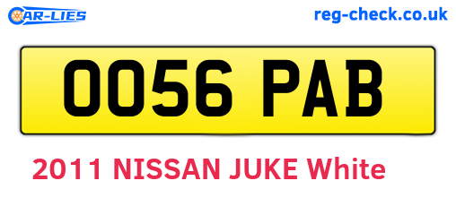 OO56PAB are the vehicle registration plates.