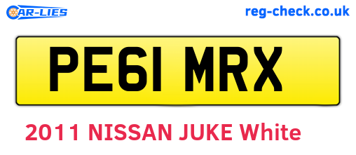 PE61MRX are the vehicle registration plates.