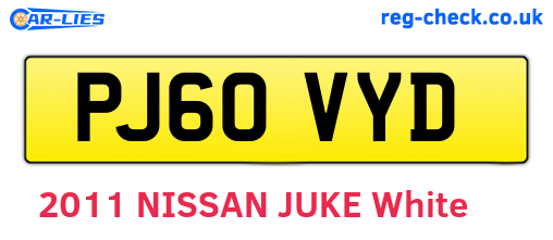 PJ60VYD are the vehicle registration plates.