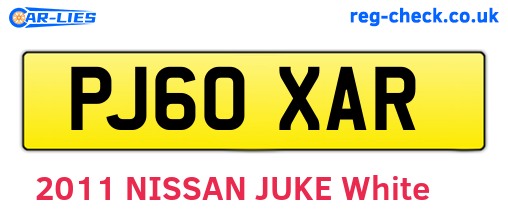 PJ60XAR are the vehicle registration plates.