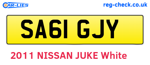SA61GJY are the vehicle registration plates.