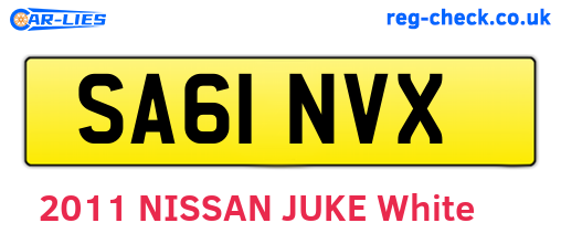 SA61NVX are the vehicle registration plates.