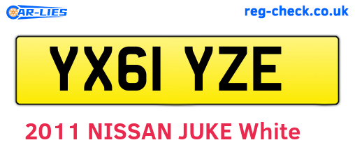 YX61YZE are the vehicle registration plates.