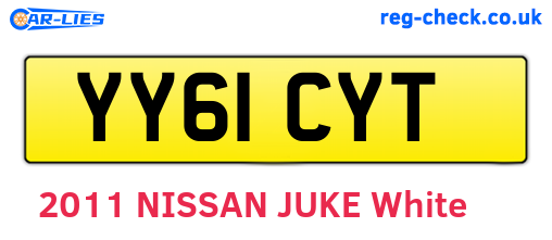 YY61CYT are the vehicle registration plates.