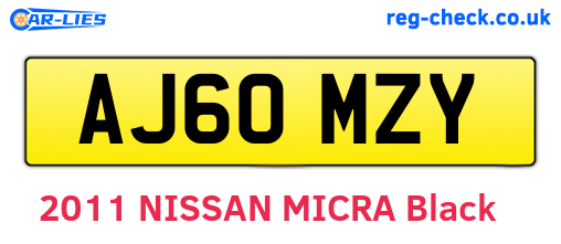 AJ60MZY are the vehicle registration plates.