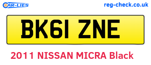 BK61ZNE are the vehicle registration plates.
