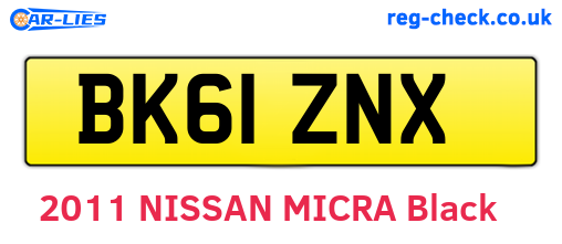 BK61ZNX are the vehicle registration plates.