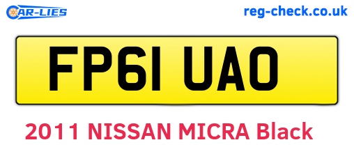 FP61UAO are the vehicle registration plates.