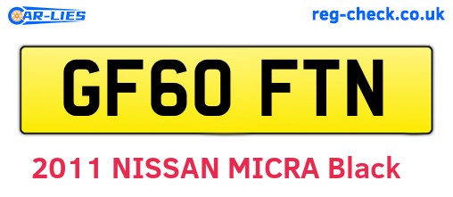 GF60FTN are the vehicle registration plates.
