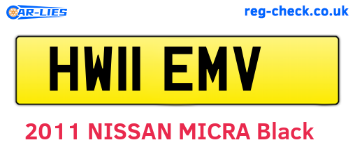 HW11EMV are the vehicle registration plates.