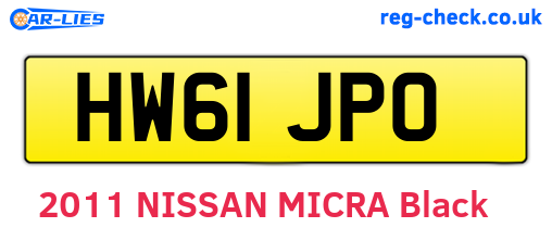HW61JPO are the vehicle registration plates.