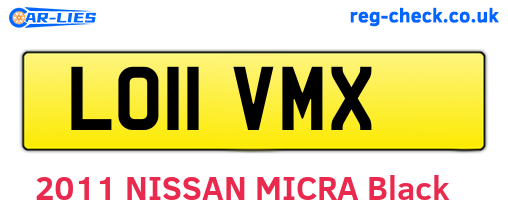 LO11VMX are the vehicle registration plates.
