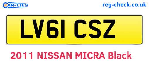LV61CSZ are the vehicle registration plates.
