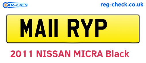 MA11RYP are the vehicle registration plates.
