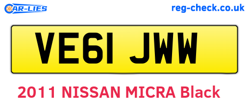 VE61JWW are the vehicle registration plates.