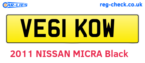VE61KOW are the vehicle registration plates.