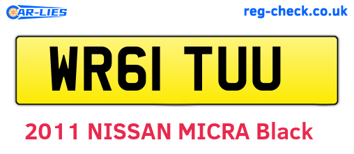 WR61TUU are the vehicle registration plates.