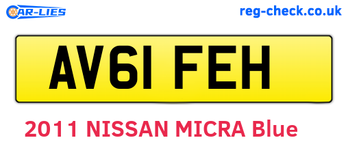 AV61FEH are the vehicle registration plates.
