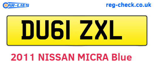 DU61ZXL are the vehicle registration plates.