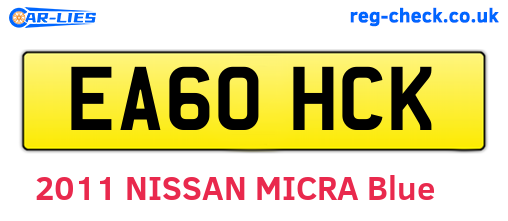 EA60HCK are the vehicle registration plates.