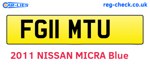 FG11MTU are the vehicle registration plates.