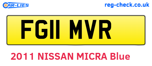 FG11MVR are the vehicle registration plates.