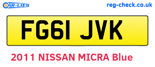FG61JVK are the vehicle registration plates.