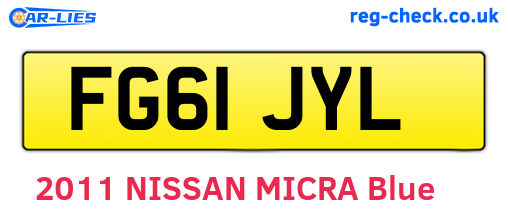 FG61JYL are the vehicle registration plates.