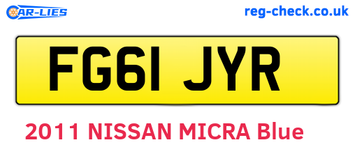 FG61JYR are the vehicle registration plates.