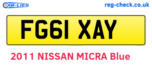 FG61XAY are the vehicle registration plates.
