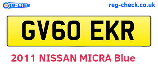 GV60EKR are the vehicle registration plates.