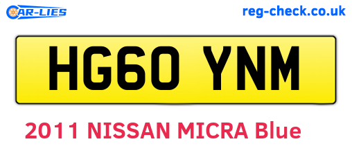 HG60YNM are the vehicle registration plates.