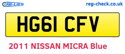 HG61CFV are the vehicle registration plates.