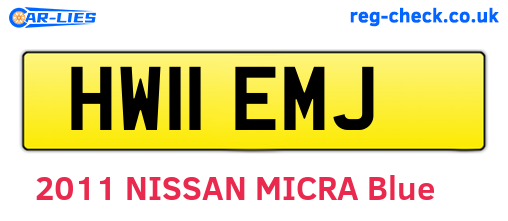 HW11EMJ are the vehicle registration plates.