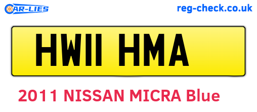 HW11HMA are the vehicle registration plates.