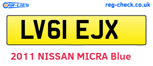LV61EJX are the vehicle registration plates.