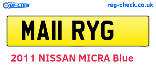 MA11RYG are the vehicle registration plates.