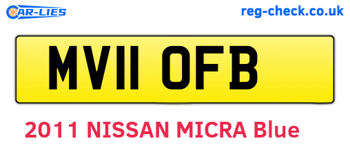 MV11OFB are the vehicle registration plates.