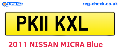 PK11KXL are the vehicle registration plates.