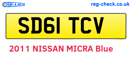 SD61TCV are the vehicle registration plates.