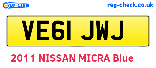 VE61JWJ are the vehicle registration plates.