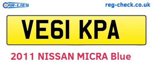 VE61KPA are the vehicle registration plates.
