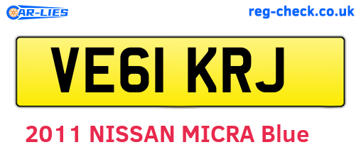 VE61KRJ are the vehicle registration plates.